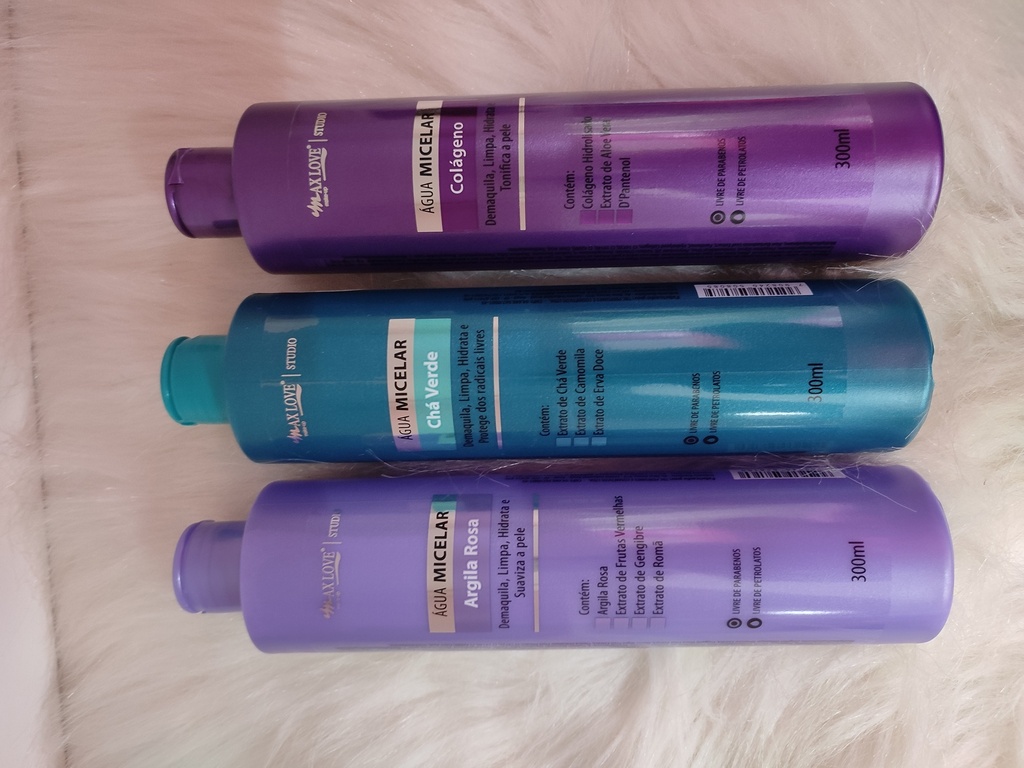 ÁGUA MICELAR MAX LOVE/ COLAG/ ARGILA ETC